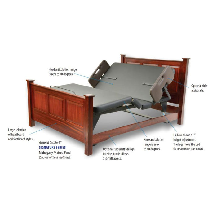 Assured Comfort SIGNATURE Series, Wood High-Low Electric Adjustable Bed